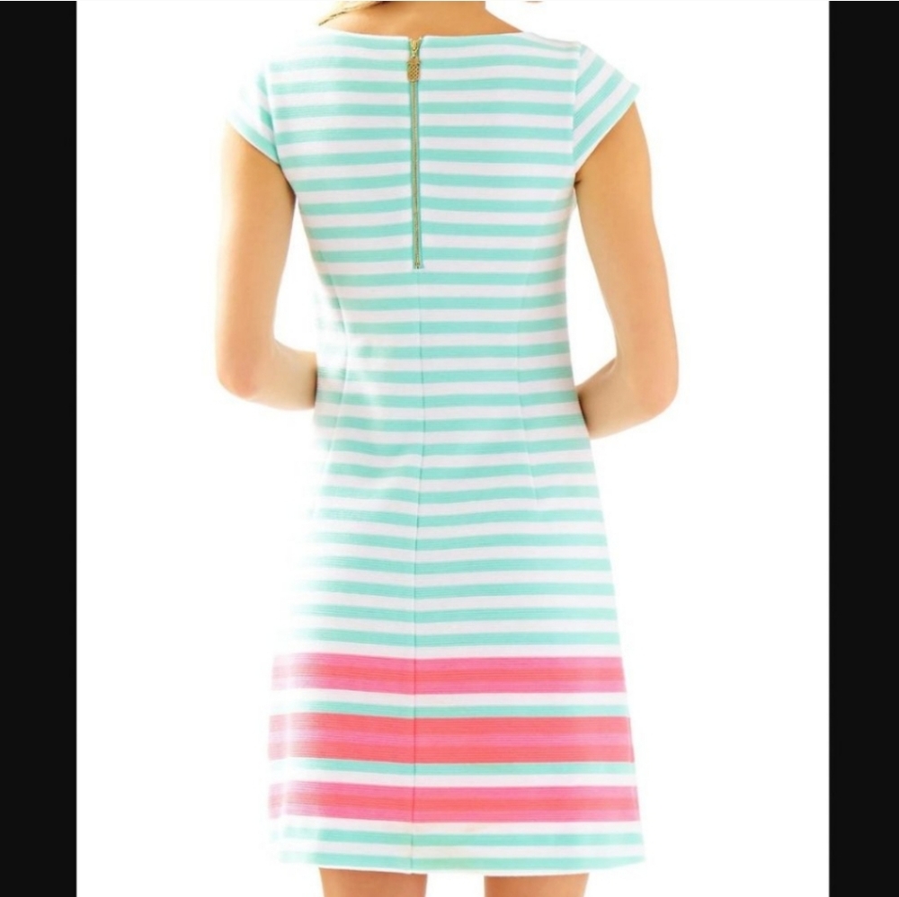 Lilly Pulitzer Cap Sleeve Lana Engineer Striped Dress in Poolside Blue Size M - Picture 2 of 11